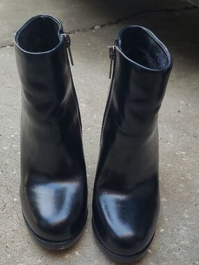 Vince Camuto Boots Ankle Leather Cayelsa Platform Heels Chunky Black 7M